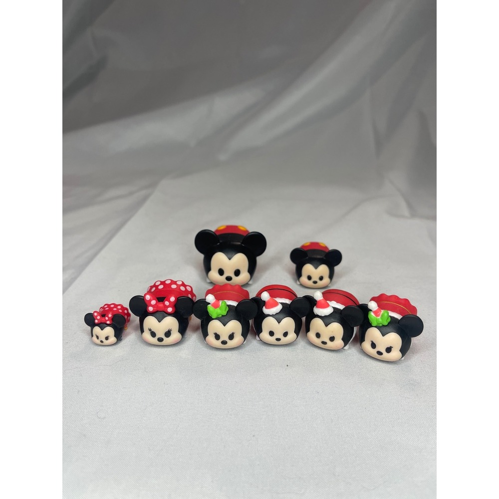 Disney Tsum Tsum Mickey Minnie Mouse Christmas Holiday Vinyl Figure Lot 8 Piece